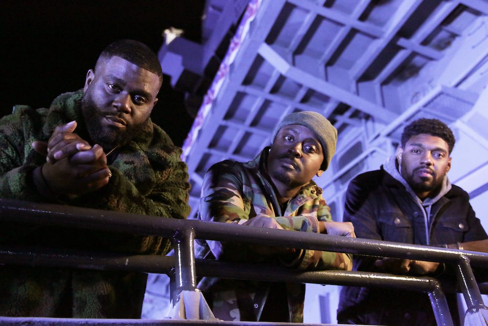 Hero shot of The Ghost Brothers Marcus Harvey (left), Dalen Spratt (center), & Juwan Mass (right) for the investigation on the USS Lexington in Corpus Christi, TX as seen on Travel Channel.